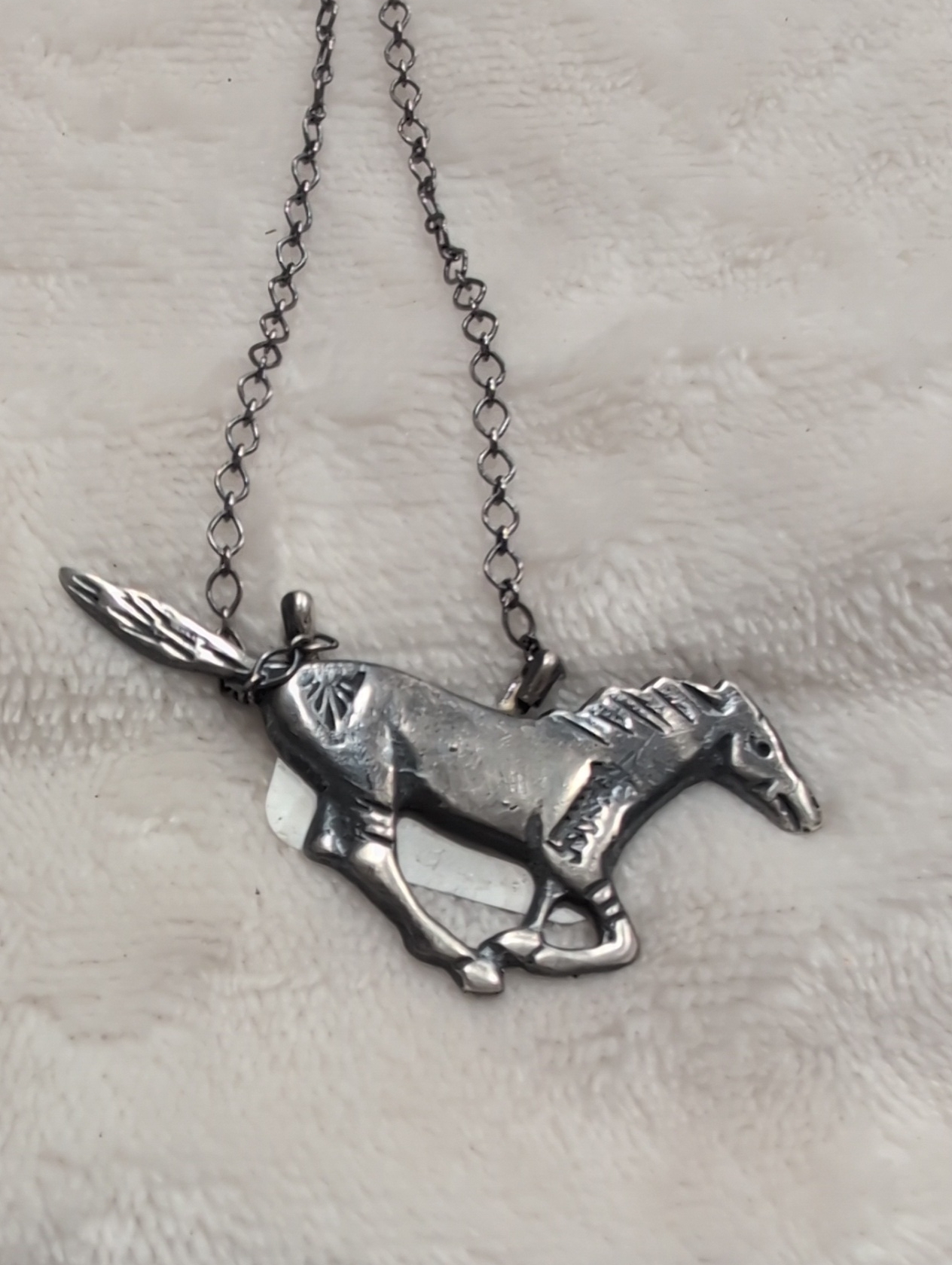 Sterling Silver Ilver Horse Pendant Necklace - Running Horse